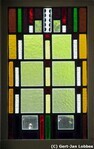 Een van de glas in lood raampjes aan de voorzijde
<br/>
Gert-Jan Lobbes, 2017